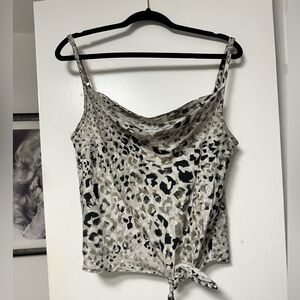 Anthropologie Gray and White Cheetah Tank Top, Women’s XL
